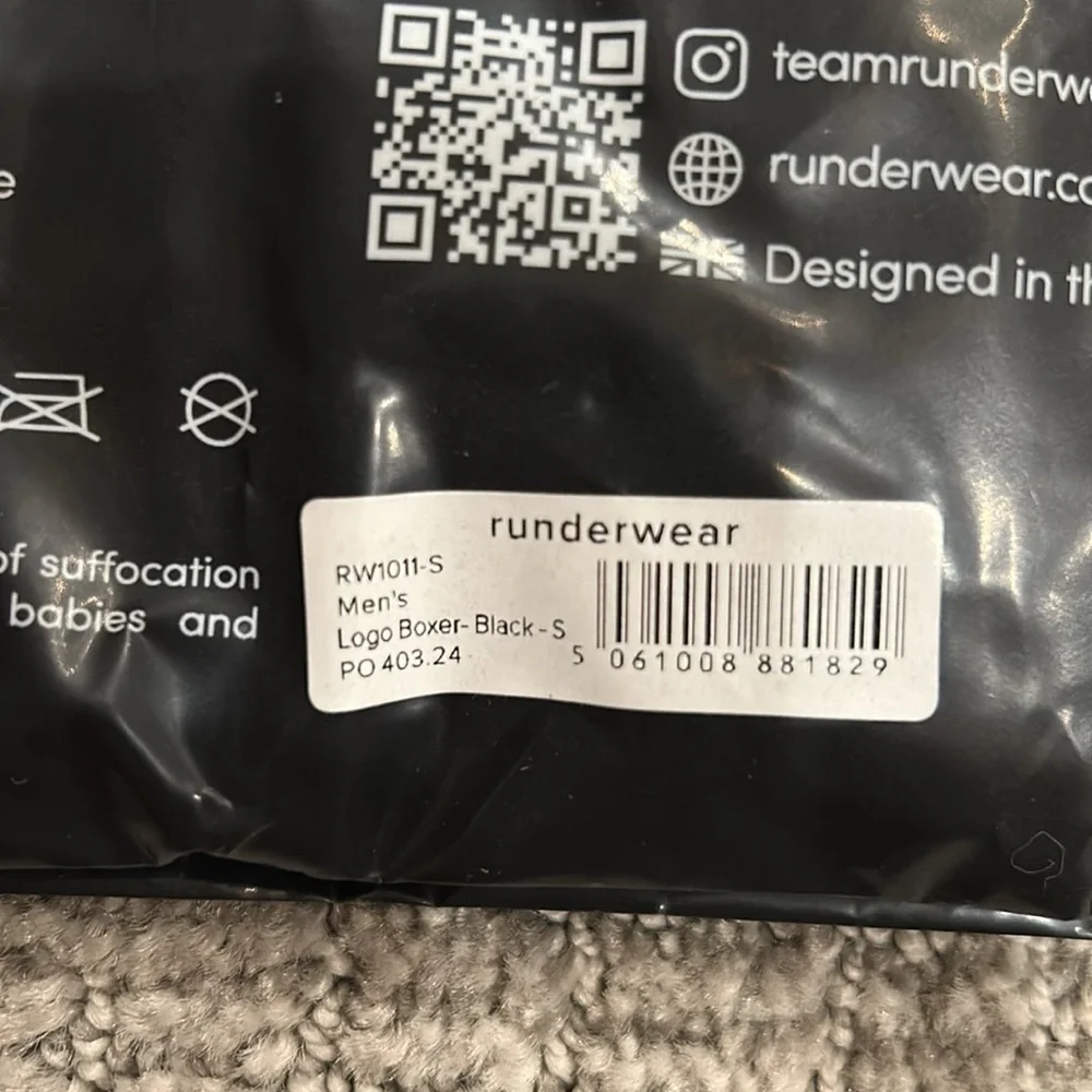 Runderwear Men's Running Boxer - Black S